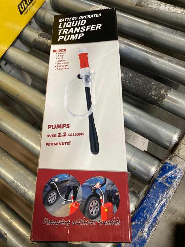 Photo 3 of S&L-Winyer Battery-Operated Liquid Transfer Pump Fuel Transfer Pump For Gasoline 2.2 Gpm Gallons Per Min/Inlet: 16 in Outlet: 24 in Red-35.4IN