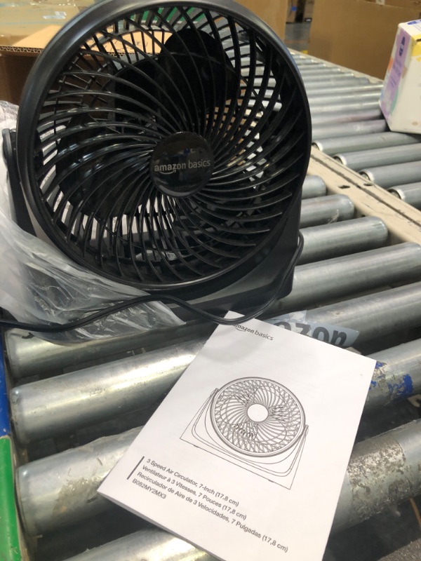 Photo 3 of Amazon Basics 3 Speed Small Room Air Circulator Fan, 7-Inch, Black 7-Inch Air Circulator Fan ****USED***CAN BE USED FOR PARTS ONLY****NO RETURNS***ALL SALES ARE FINAL***