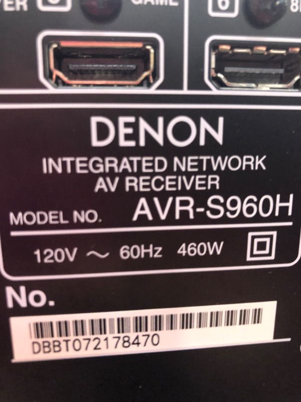 Photo 8 of *** MISSING REMOTE****Denon AVR-XIt's s960h 7.2 Channel AV Receiver (2023 Model) - 80W/Channel, Wireless Streaming via Built-in HEOS, WiFi, & Bluetooth, Supports Dolby Vision, HDR10+, Dynamic HDR, and Home Automation SystemsIt's ******USED*** 