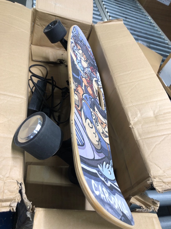 Photo 5 of **READ NOTES BEFORE PURCHASE**
Caroma Electric Skateboards for Adults, 700W Brushless Motor, 18.6MPH Top Speed, 12 Miles Max Range, 3 Speed Modes, Electric Skateboard with Remote, Electric Longboard Suitable for Adults & Teens 700W Graffiti Blue