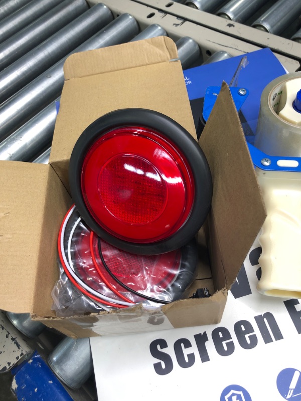 Photo 2 of 2pcs 4 inch Round LED Trailer Trucks Halo Brake Stop Running Turn Signal Tail Lights Red 64 LEDs w/Rubber Grommet Sealed Waterproof IP67 for RV/Van, DC 12V