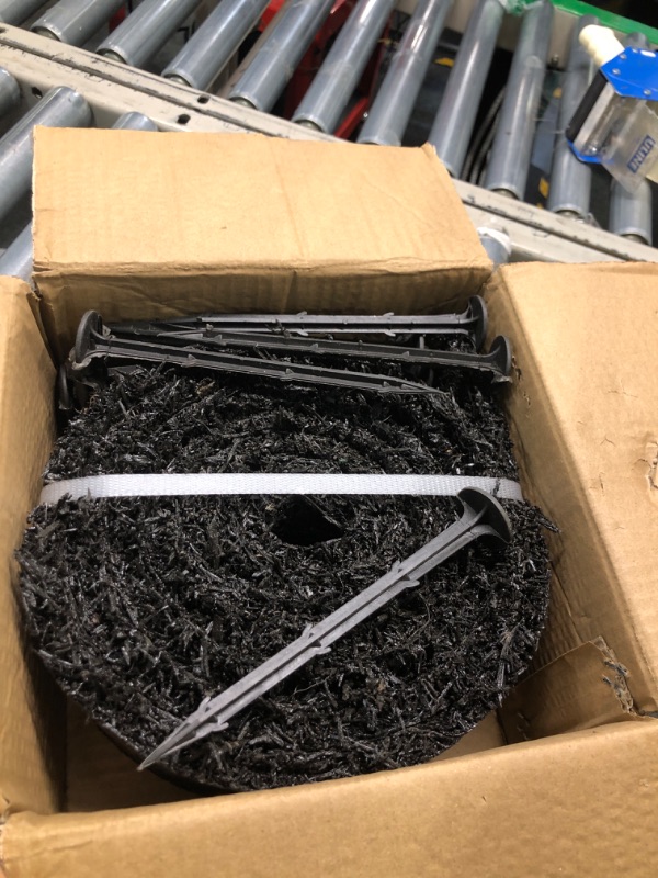 Photo 3 of Black Rubber Mulch for Landscaping 120in L x 4.5in W Recycled Garden Edging Border Mat Natural Looking Permanent Garden Mulch Barrier for Plants Vegetables & Flowers 15 15 U-Shaped Steel Stakes
