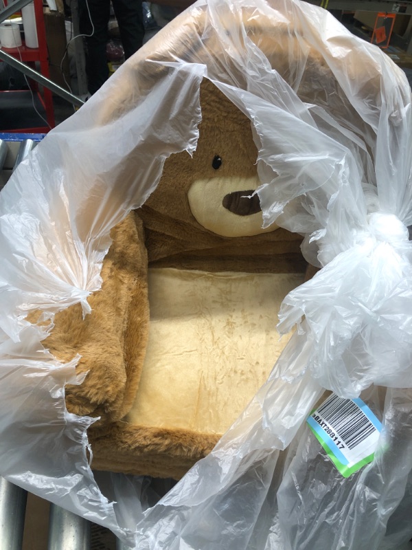 Photo 1 of **SIMILAR ITEM** Kids Ultra-Soft Snuggle Foam Filled Chair, Single Cuddly Sherpa Sofa for Boys and Girls, Caramel Bear