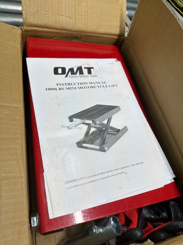 Photo 1 of Orion Motor Tech Motorcycle Lift, 4-13 Inch Motorcycle Scissor Jack, 1100lb Capacity Wide Deck Motorcycle Center Stand and 1/2 Ton Scissor Lift Jack for Street Bikes Cruisers Touring Motorcycles More