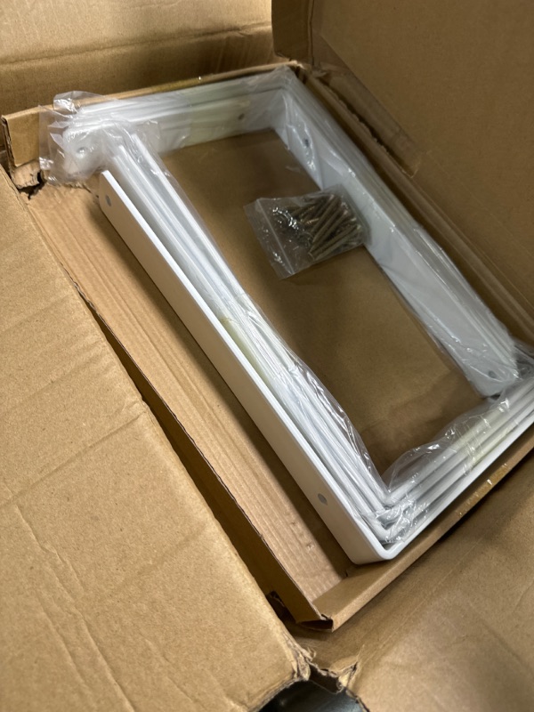 Photo 1 of 16 Pack - L 12" x H 8" x W1.5", 5mm Thick White L Shelf Bracket, Iron Shelf Brackets, Metal Shelf Bracket, Industrial Shelf Bracket, Floating Shelf Bracket, Shelf Supports with Screws