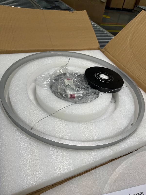 Photo 1 of Buccleuch Modern Pendant Light Dining Room 3-Ring LED Dimmable Chandelier Adjustable Cord for Living Room Over Table Staircase Entry Kitchen Island 19.7" 45W 6000K Silver ETL 3 Ring ****USED***