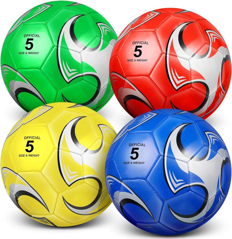 Photo 1 of 3 Pcs Soccer Ball with Pump Official Size Indoor Outdoor Sports Soccer for Child Adult Players Game Training Back to School Gift Size 5,5,32 Classic