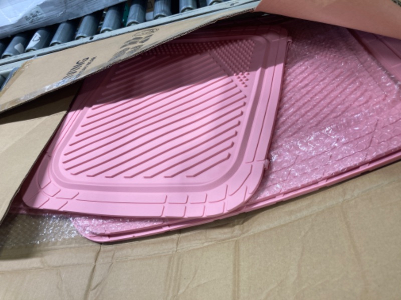 Photo 3 of CAR PASS DeepDish Pink Floor Mats for Cars Full Set,Heavy Duty Rubber Car Mats 3-Piece,Universal Waterproof Trim-to Fit Automotive Floor Mats for Truck Van SUV, Durable All-Weather Car Mats (Pink) All Pink