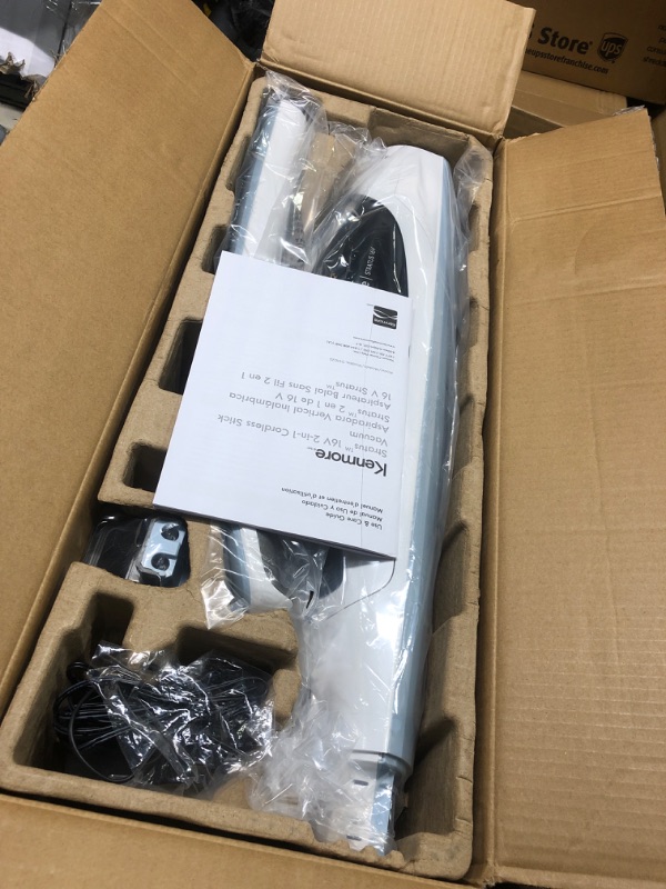 Photo 3 of ****USED***FOR PARTS ONLY***SOLD AS IS NO RETURNS***ALL SALES ARE FINAL***  Kenmore DS1020 16V Cordless Stick Vacuum Lightweight 2-in-1 Handheld, LED Headlight with 2-Speed Power Control for Hardwood Floor, Carpet & Pet Hair, 16 Volts, Gray-Blue