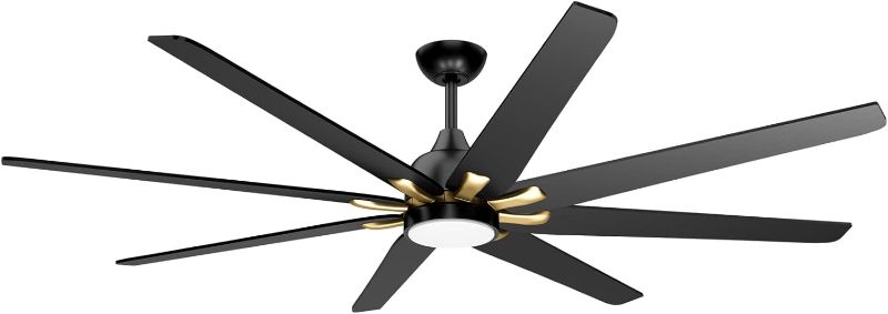 Photo 1 of 72" Large Industrial Ceiling Fans with Light, 6 Speed, Reversible DC Motor, Dimmable Timing LED Black and Gold Modern Ceiling Fan, for Indoor or Covered Outdoor Bedroom