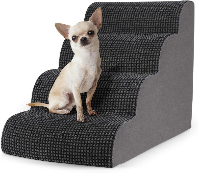 Photo 1 of Dog Stairs for High Beds, 4-Step Dog Ramp for Bed Pet Stairs for Small Dogs and Cats, High Density Foam Dog Steps for Bed Couch with Non-Slip Bottom for Doggies, Aged Dog and Injured Pets
