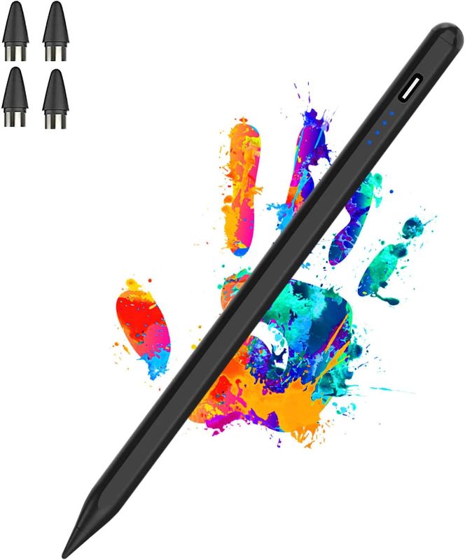 Photo 1 of Active Stylus Pens for Touch Screens Rechargeable Tablet Pen POM Tip Magnetic iPad Pencil Universal Stylus Pen for iPad/Pro/Air/Mini/iPhone/Samsung/iOS/Android and Other Smartphone Device-Black
