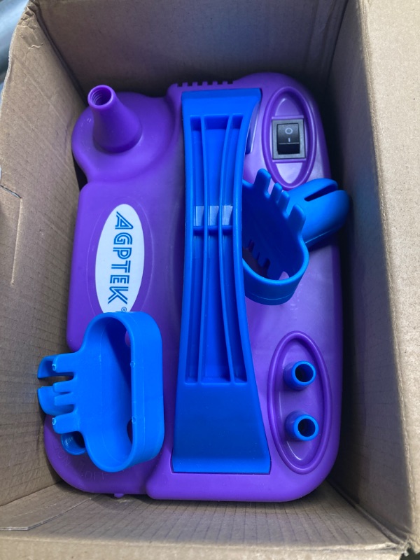 Photo 1 of AGPTEK Electric Air Balloon Pump, 110V 600W Purple Portable Dual Nozzle Inflator/Blower for Party Decoration,with 2 Balloon Tying Tool