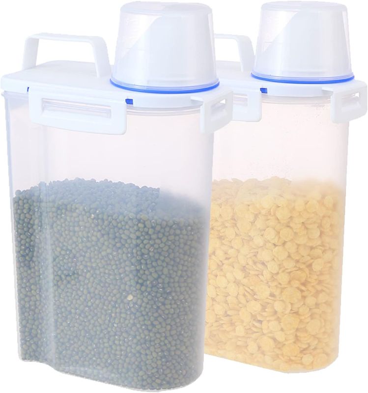 Photo 1 of 2Pack Food Storage Containers with Lids Airtight and Measuring Cup for Flour,Sugar,Grain,Rice & Baking Supply-Airtight Kitchen & Pantry Bulk Food Storage for Kitchen Organization,Clear 2.5L