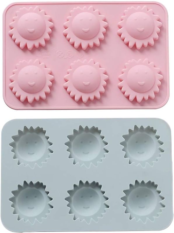 Photo 1 of 2 Pack Sun Face Ice Cube Tray Silicone Mold for Flower Chocolate Candy Gummy Cookie Fondant Jello Jelly Bakeware Baking Cake Soap Lotion Bar Clay Mint
