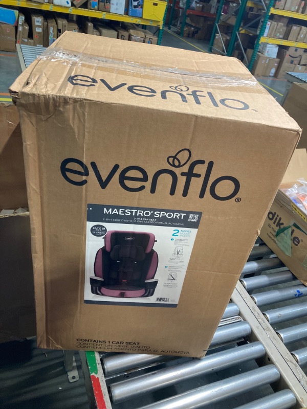 Photo 2 of Evenflo Maestro Sport Convertible Booster Car Seat, Forward Facing, High Back, 5-Point Harness, For Kids 2 to 8 Years Old, Whitney Pink