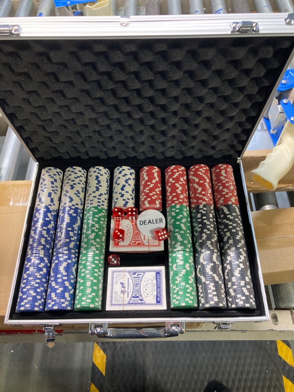 Photo 1 of Comie Poker Chips,500PCS Poker Chip Set with Aluminum Travel Case,11.5 Gram Poker Set for Texas Holdem Blackjack Gambling Red Green Black White Blue