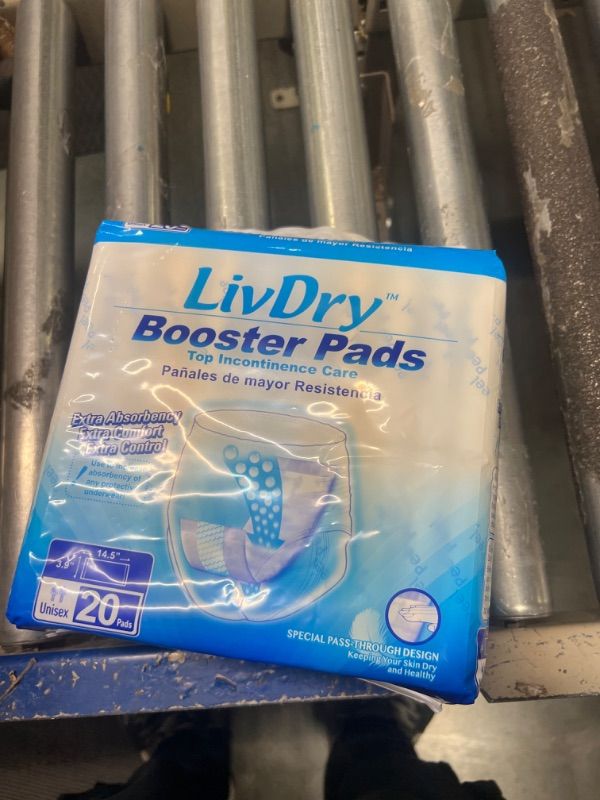 Photo 1 of LivDry Incontinence Booster Pads, Use with Adult Diapers for Women and Men, Extra Comfort Softness, Disposable Pad (20 Count, Regular Length) 20 Count (Pack of 1) Regular Length