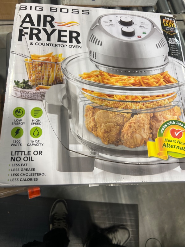 Photo 2 of Big Boss Air Fryer, Super Sized 16 Quart Large Air Fryer Oven Glass Air Fryer, Infrared Convection Healthy Meal Electric Cooker with Timer, Dishwasher Safe, Plus 50+ Recipe Book Grey