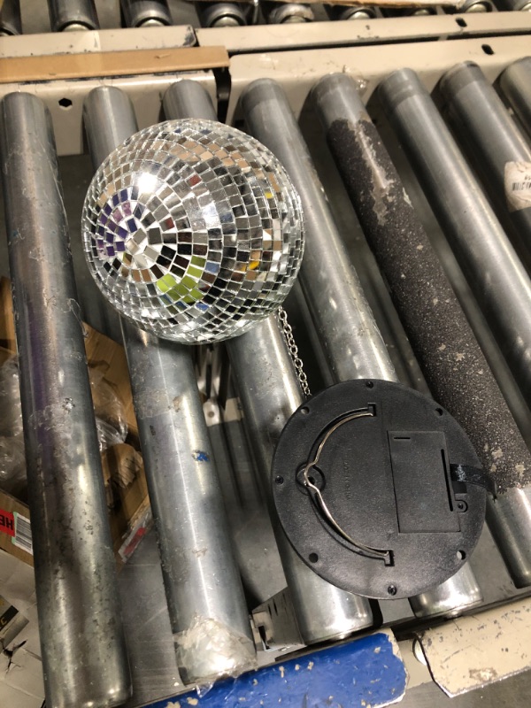 Photo 3 of 10 RPM Disco Ball with Motor and Disco Ball — Plug/Battery Powered Disco Ball Light with 4 Color Lights,18 LED Beads and Mirror Ball, Christmas Party, Back to 70s Theme Party Supplies 10RPM