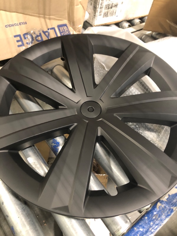Photo 1 of POSWIS Tesla Model Y Wheel Covers 19 Inch Hubcaps Fit 2019-2023 Tesla Model Y Matte Black Tesla Model Y Rims Wheel Covers Replacement Accessories(4 Pack)