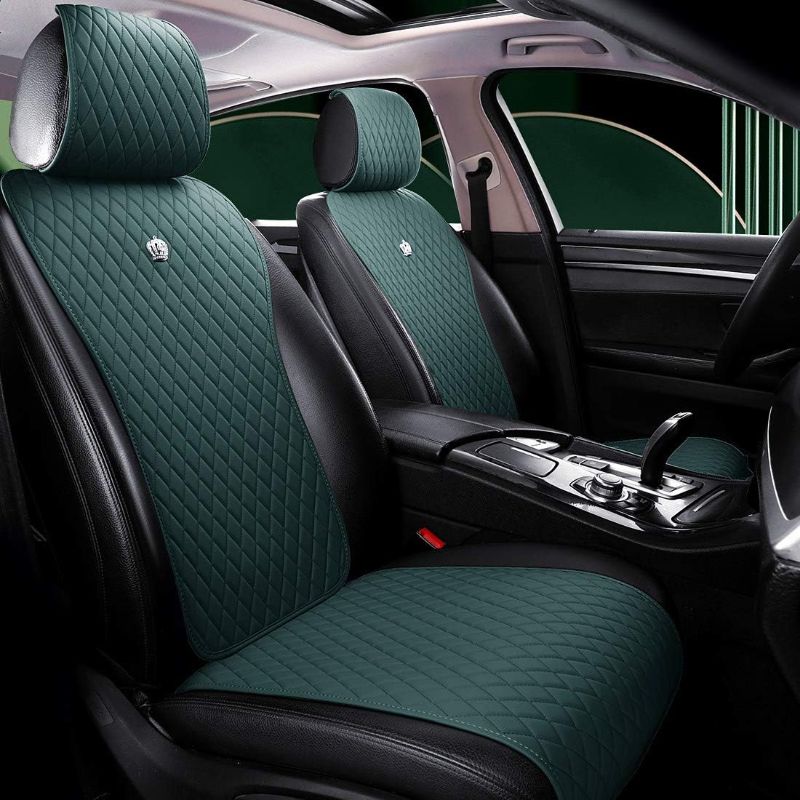 Photo 1 of Red Rain Army Green Seat Covers Universal Leather Seat Cover Comfortable Car Seat Cover 2/3 Covered 11PCS Fit Car/Auto/SUV (A-Army Green)