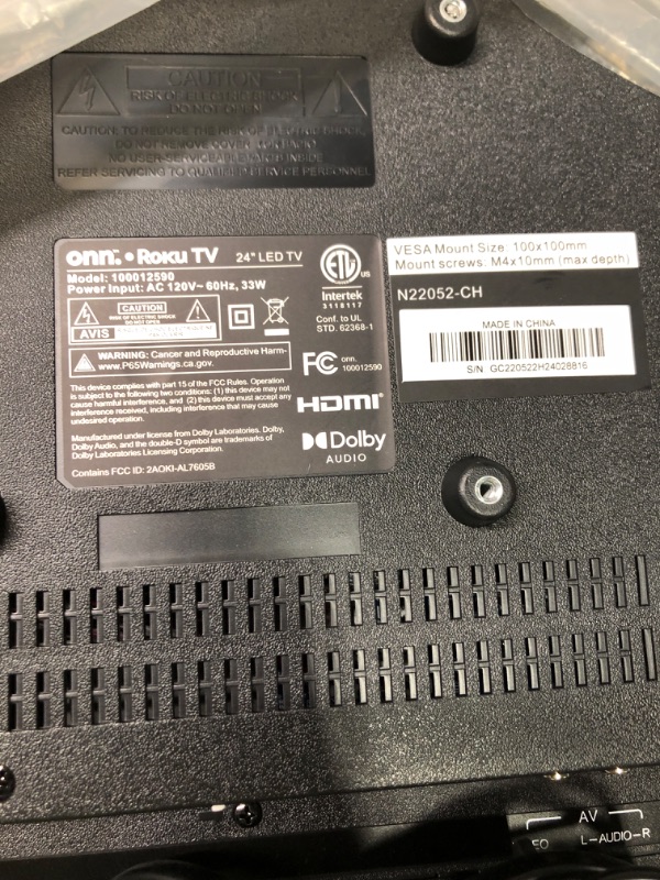 Photo 1 of Onn. 24" Class 720p HD LED Roku Smart TV (100012590)