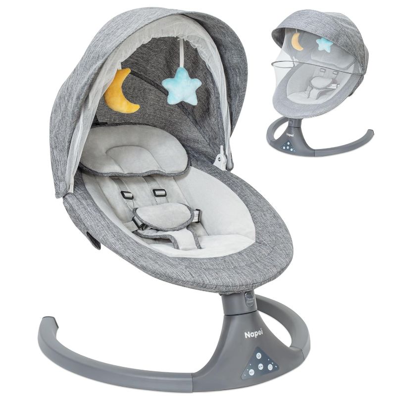 Photo 1 of Baby Swing for Infants to Toddler,Electric Portable Baby Swing and Bouncer,Bluetooth Infant Swing for Newborn with Remote Control,10 Music,5 Speed,3 Seat Position,Baby Rocker for Baby 0-9 Month