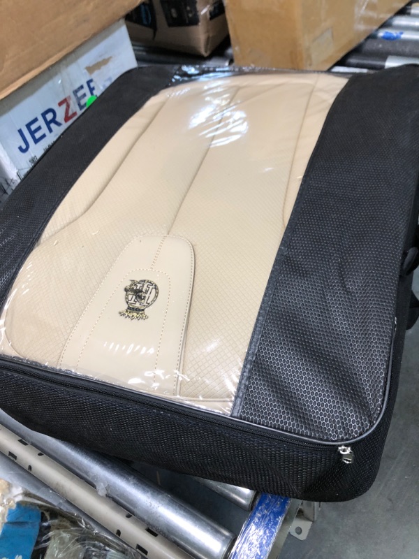 Photo 1 of Leather Seat Covers Full Set, Waterproof Seat Cover for Cars 5 Seats, Luxury Leatherette Car Seat Cushion, Front and Rear Protectors Automotive Seat Covers for Sedan SUV Pick-up Truck, Beige Full Set Beige