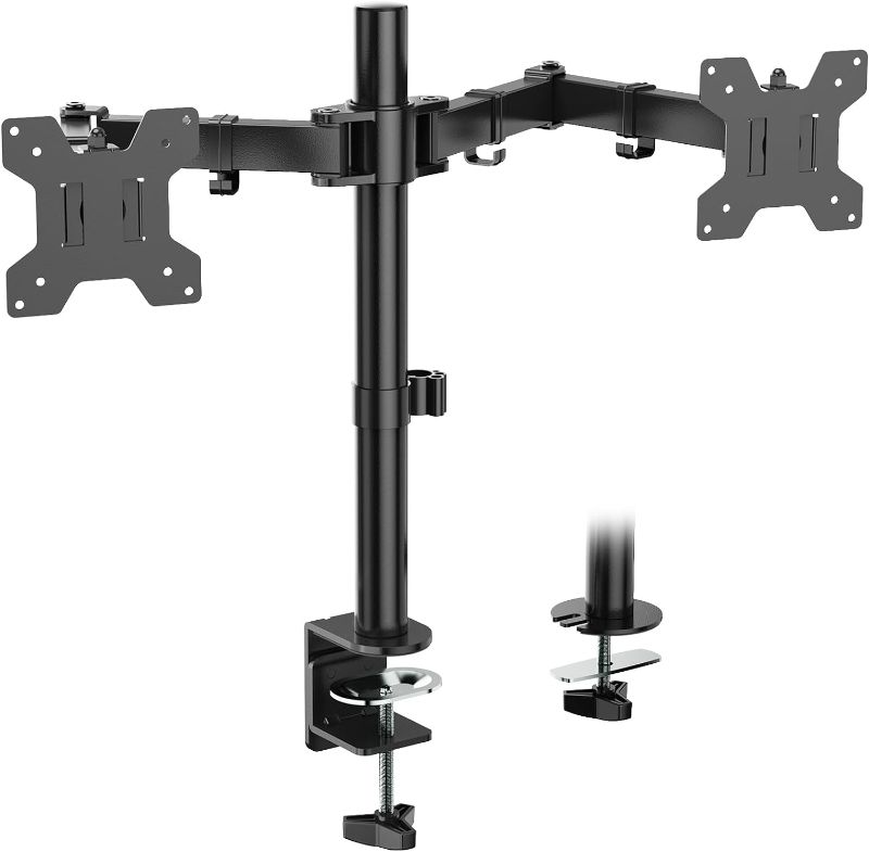 Photo 1 of WALI Dual Monitor Desk Mount, Monitor Stand for 2 Monitors Up to 27inch, Dual Monitor Mount Max 22lbs for Home, Office, School (M002), Black