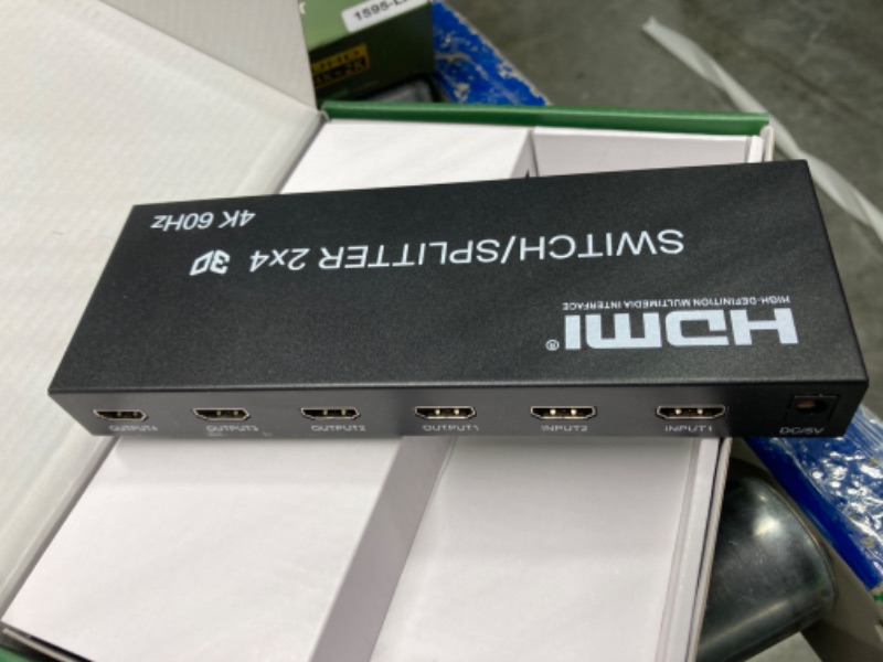 Photo 1 of 4K@60Hz HDMI Switch Splitter 2 in 4 Out with Remote, avedio links 2x4 HDMI Splitter Switcher 4K with SPDIF & 3.5mm Audio,Support 4K,3D,1080p,HDCP2.2,HDR 10 for PS4,Xbox,Fire Stick,etc