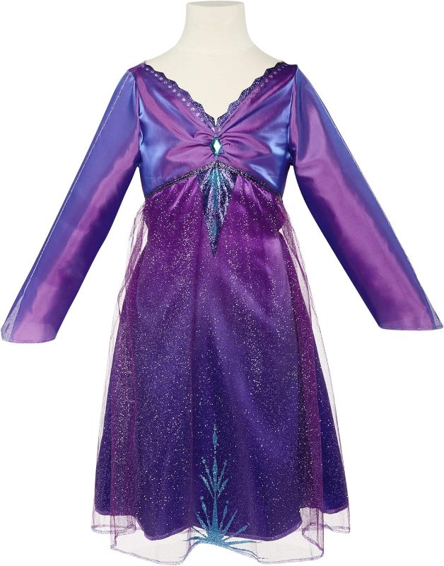 Photo 1 of Disney Frozen Frozen 2 Elsa Purple Role-Play Dress with Diamond Gem, Fits Sizes 4-6x [Amazon Exclusive