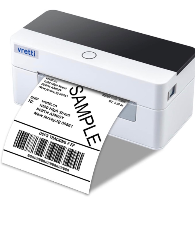 Photo 1 of vretti Thermal Shipping Label Printer, 4x6 USB Label Printer, Desktop Barcode Label Printer for Small Business & Shipping Packages Compatible with Mac, Windows, Linux, UPS, USPS