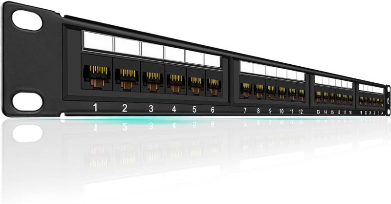 Photo 1 of Patch Panel 24 Port Cat6 10G Support, Network Patch Panel UTP 19-Inch, Wallmount or Rackmount 1U Ethernet Patch Panel Punch Down Block for Cat6, Cat5e, Cat5 Cabling