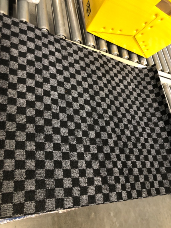 Photo 1 of Weidear Hallway Runner Rug with Rubber Backing, Laundry Room Rug Non Slip, Washable Outdoor Indoor Rug Carpet Runner, Customized Area Rugs Mat for Entryway, Balcony, Deck-2FT x 6FT, Gray Checkered Gray Checkered 2FT*6FT