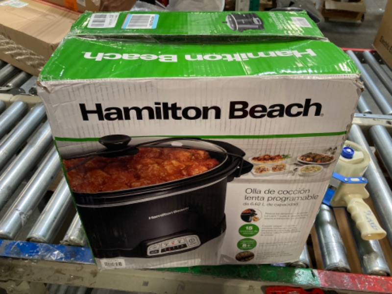 Photo 2 of Hamilton Beach Programmable Slow Cooker with Three Temperature Settings, 7-Quart + Lid Latch Strap, Black & 4-Quart Programmable Slow Cooker With Dishwasher-Safe Crock and Lid, Silver (33443)