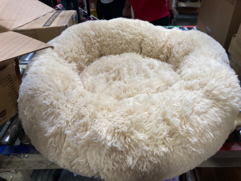 Photo 2 of ***product similar to the original photo*** Plush Donut Dog Bed - Cozy and Comfortable Sleeping Solution for Medium & Small Dogs, Cats Indoor (20''x20'', Beige)
