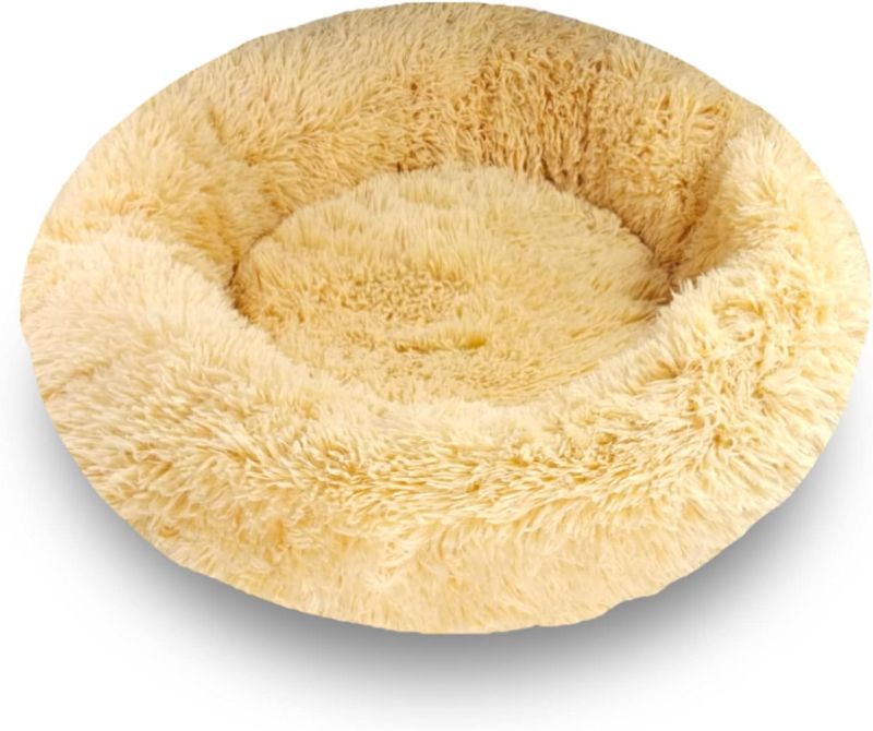 Photo 1 of ***product similar to the original photo*** Plush Donut Dog Bed - Cozy and Comfortable Sleeping Solution for Medium & Small Dogs, Cats Indoor (20''x20'', Beige)
