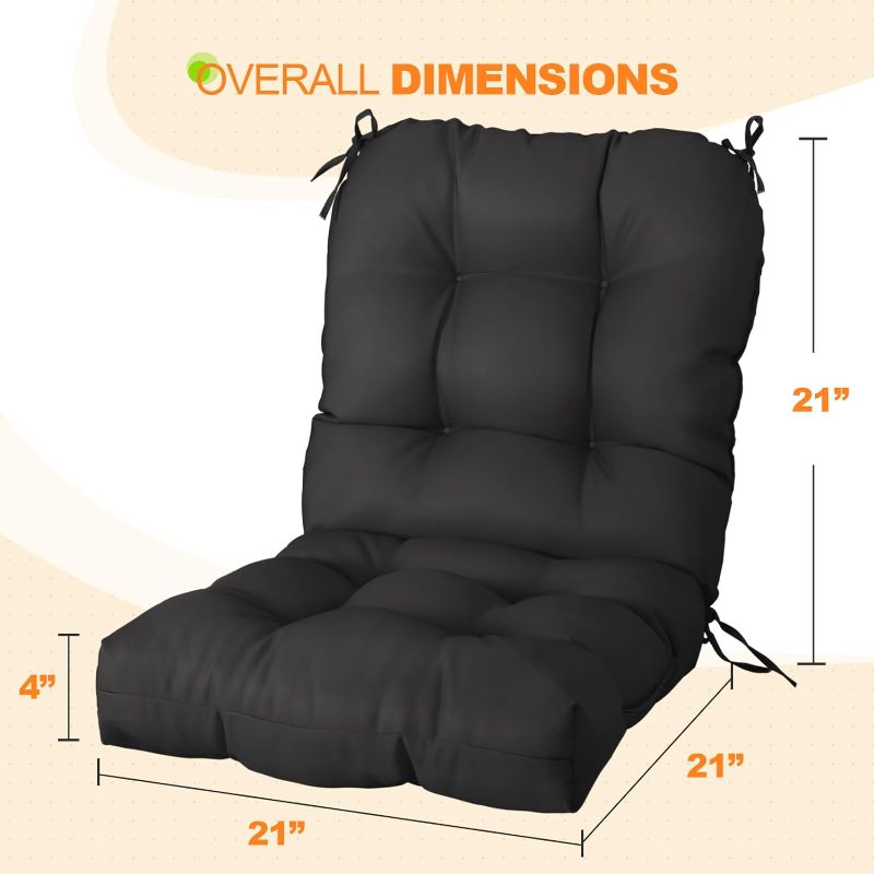 Photo 1 of ***ONLY ONE*** EAGLE PEAK Tufted Outdoor/Indoor Seat/Back Chair Cushion, 42'' x 21'', Black