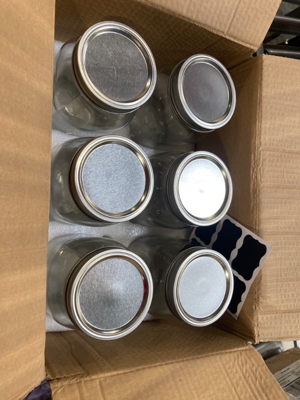 Photo 3 of [6 Pack] 32 oz. Wide-Mouth Glass Mason Jars with Metal Airtight Lids and Bands 1 quart Large for Canning, Preserving, & Meal Prep Wide Mouth - 32 oz.