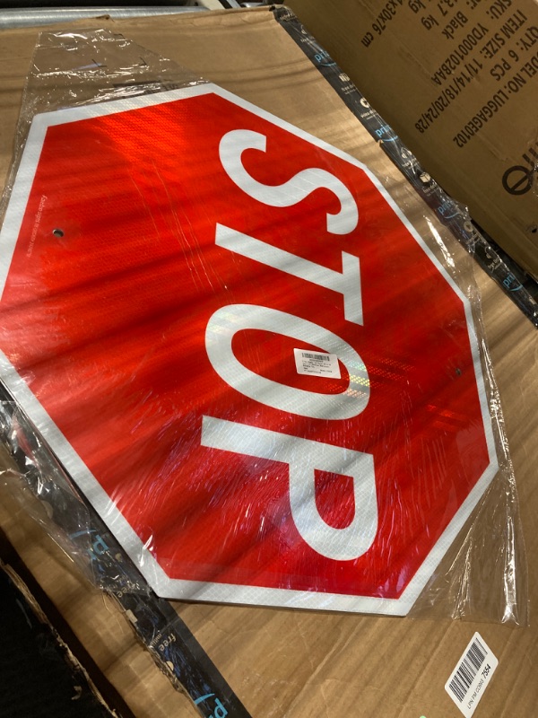 Photo 2 of Faittoo Stop Signs, (2 Pack) 24 x 24 Inches Octagon Engineer Grade Reflective Sheeting Street Slow Warning Signs, Rust Free Aluminum, UV Protected and Waterproof, Weather Resistant, Durable Ink 24 x 24 Inches - 2 Pack