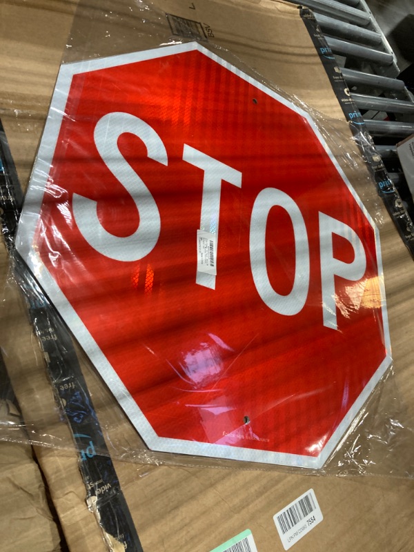 Photo 2 of Faittoo Stop Signs, (2 Pack) 24 x 24 Inches Octagon Engineer Grade Reflective Sheeting Street Slow Warning Signs, Rust Free Aluminum, UV Protected and Waterproof, Weather Resistant, Durable Ink 24 x 24 Inches - 2 Pack