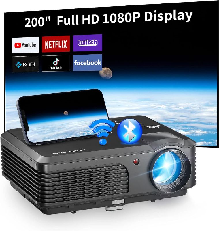 Photo 1 of **READ NOTES BEFORE PURCHASING ITEM** 
Digital Projector 7500Lm Indoor Movie Projector, Home Theater Gaming Projector 1080P Zoom & 200 Inch Display 60Hz Android Projector with WiFi Phone Mirror/HiFi Speakers/Bluetooth/Ceiling Mount