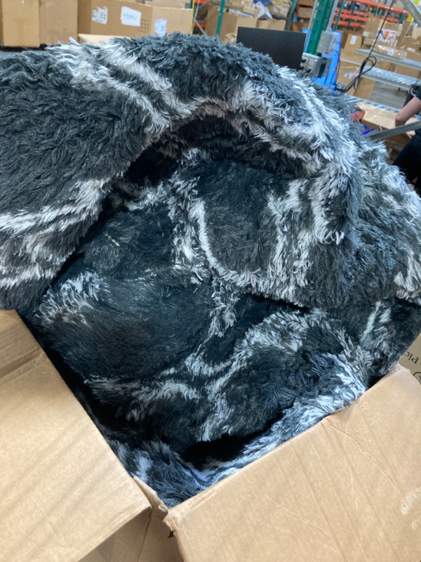 Photo 1 of ***USED*** Unirea 8x10 Feet Luxury Shag Area Rug Modern Indoor Plush Fluffy Rugs, Super Soft and Fuzzy Carpet, Geometric Moroccan Rugs for Bedroom Living Room Girls Kids Nursery, Dark Grey/White Dark Grey/White 8 x 10 Feet