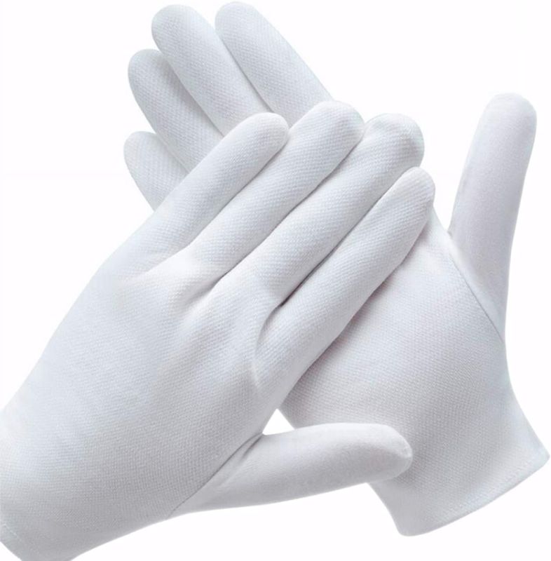 Photo 1 of 12 Pairs White Cotton Gloves for Serving Inspection Costume - Cloth Gloves for Dry Hands Eczema SPA Moisturizing