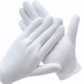 Photo 1 of 2 Pairs White Cotton Gloves for Serving Inspection Costume - Cloth Gloves for Dry Hands Eczema SPA Moisturizing