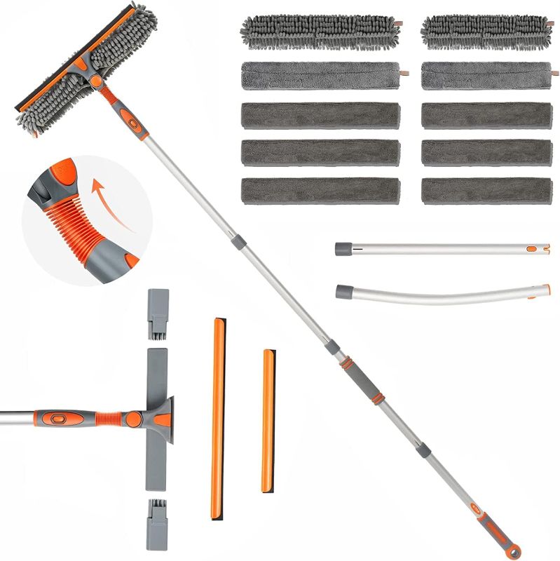 Photo 1 of eazer Squeegee Window Cleaner 2 in 1 Rotatable Window Cleaning Tool Kit with Extension Pole, 62'' Telescopic Window Washing Equipment with Bendable and Adjustable Head for Indoor/Outdoor Car Glass