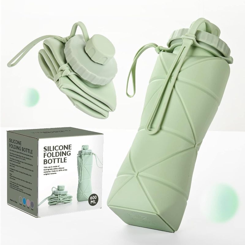 Photo 1 of 1st Heaven Collapsible Water Bottle, Silicone Foldable Water Bottles For Travel, Easy-To-Carry Design And Compact Size, BPA Free, 20 oz (Green)
Vi