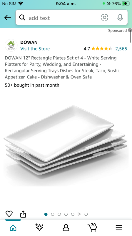 Photo 1 of  Rectangle Plates Set of 3- White Serving Platters for Party, Wedding, and Entertaining - Rectangular Serving Trays Dishes for Steak, Taco, Sushi, Appetizer, Cake - Dishwasher & Oven Safe