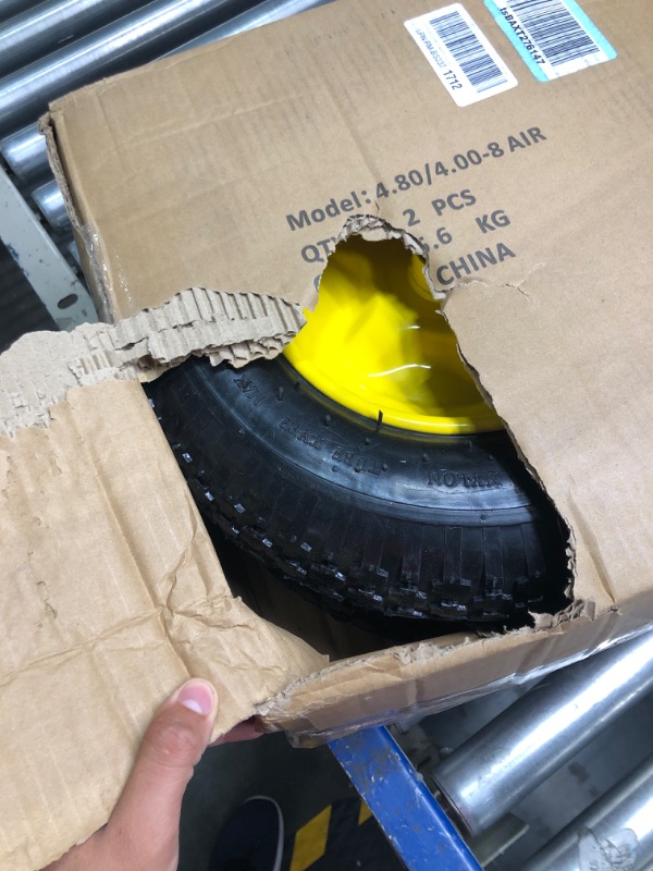 Photo 3 of 16 Inch 2 PCS Rubber Pneumatic Replacement Tires and Wheels 4.80/4.00-8" with 5/8'' Axle Bore Hole, Inflated Air Wheel for Wheelbarrow/Wagon/Hand Truck/Trolley/Garden Cart/Trailers/Dolly etc.